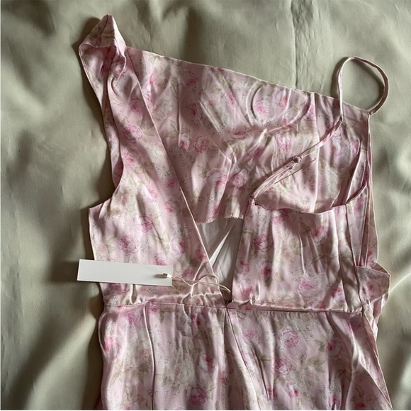 NEW! For Love and Lemon- Baby Pink Floral Ilana Midi Dress With Slit Thigh Large - Picture 8 of 12